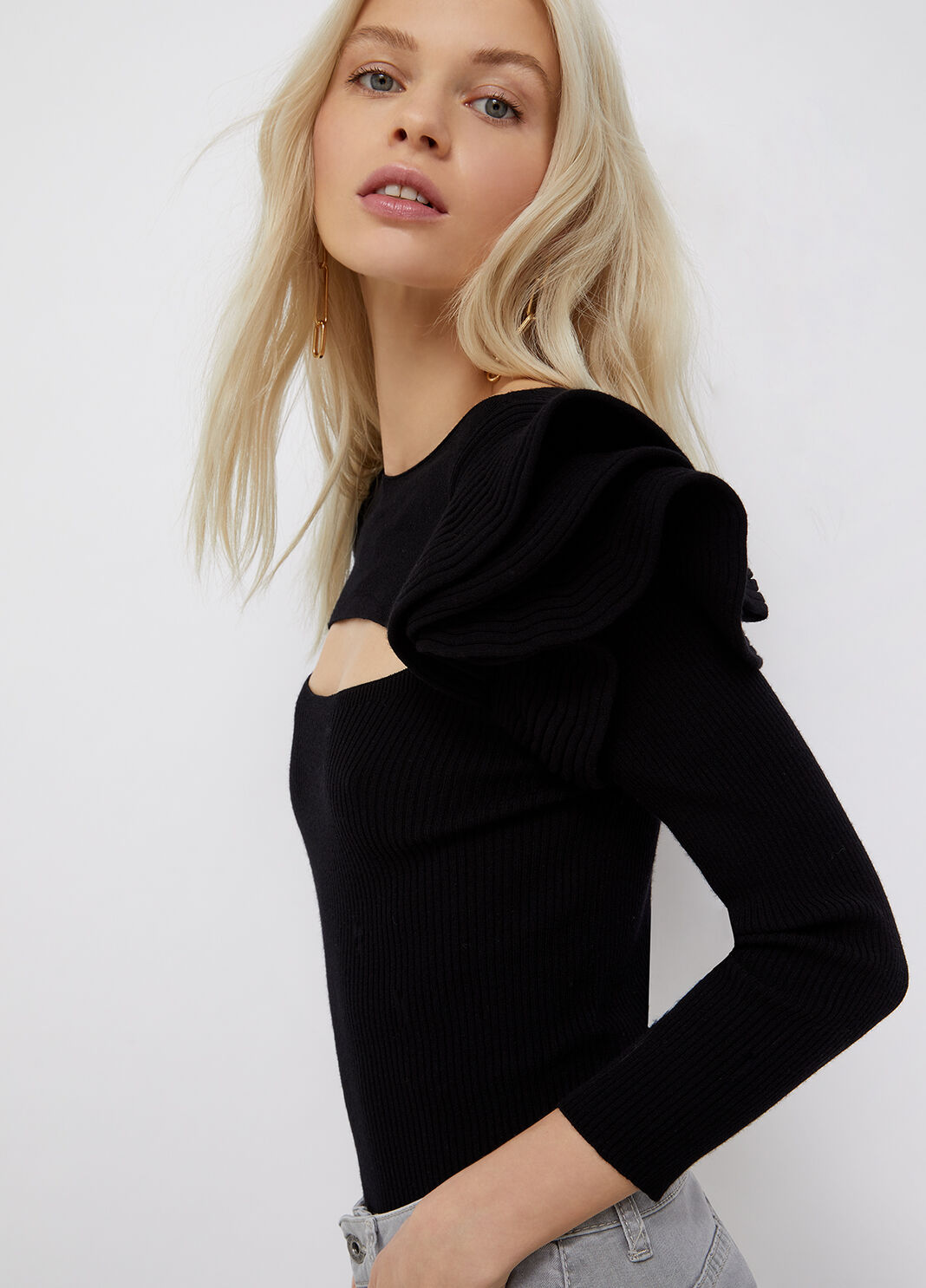 Jumper with flounces black Liu Jo - large image number 2