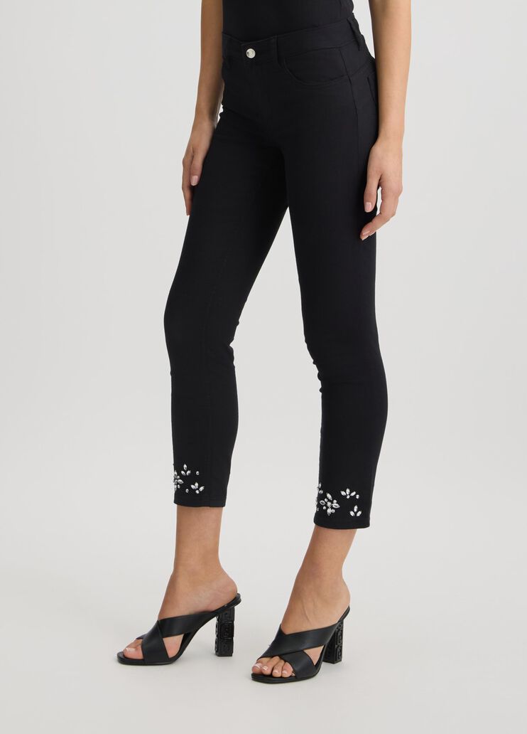 Skinny trousers with rhinestones black with precious stones Liu Jo - large image number 3