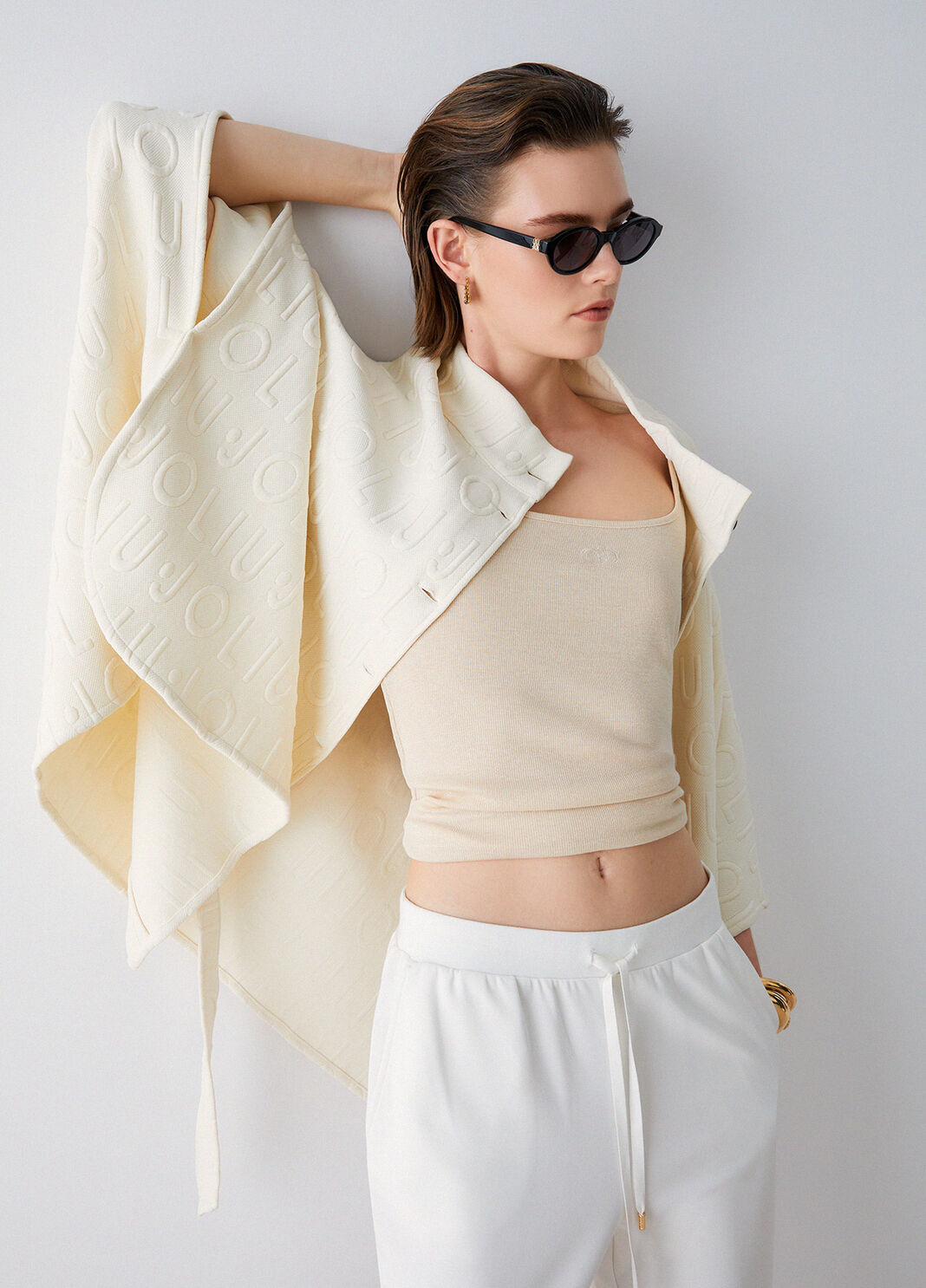 Poncho with belt cream Liu Jo - large image number 3