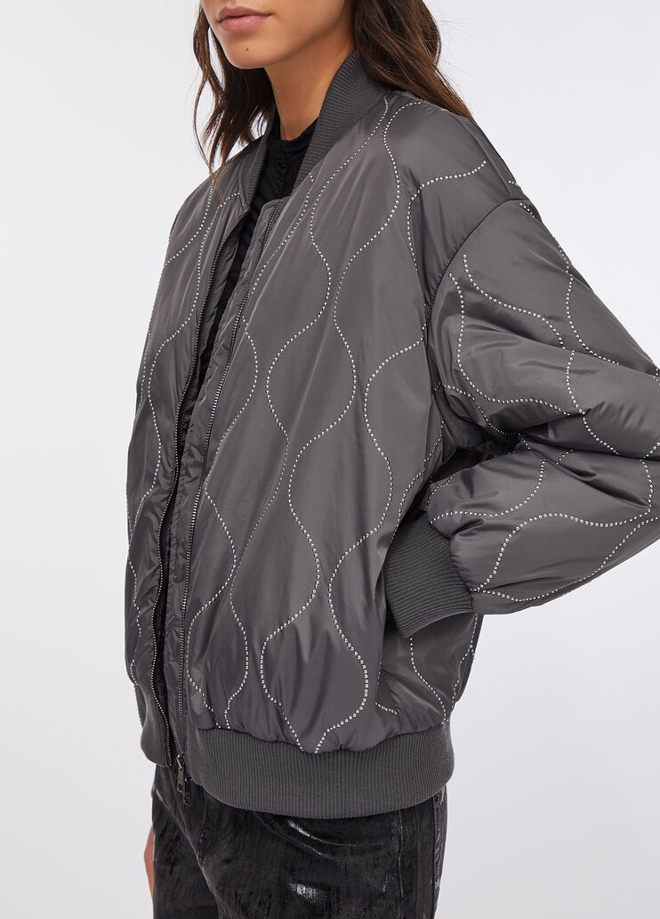 Nylon bomber jacket with studs slate Liu Jo - large image number 3