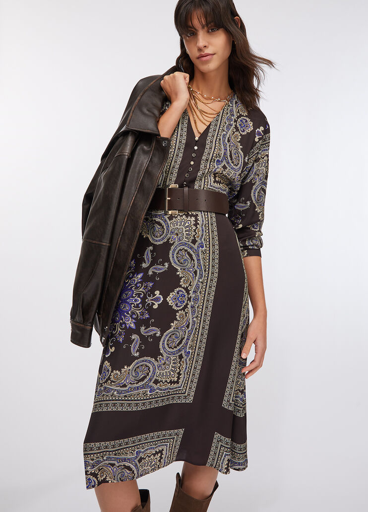 Midi dress with belt brown with print Liu Jo - medium