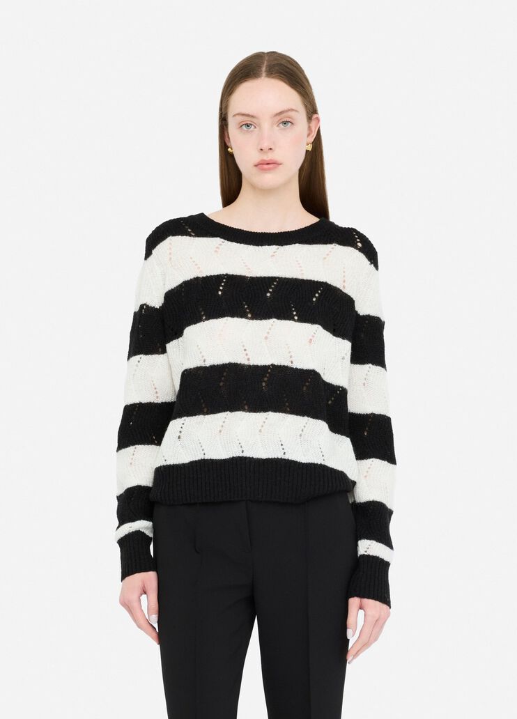 Pull à rayures en laine et alpaga noir Liu Jo - medium Pull à rayures en laine et alpaga noir Liu Jo - medium