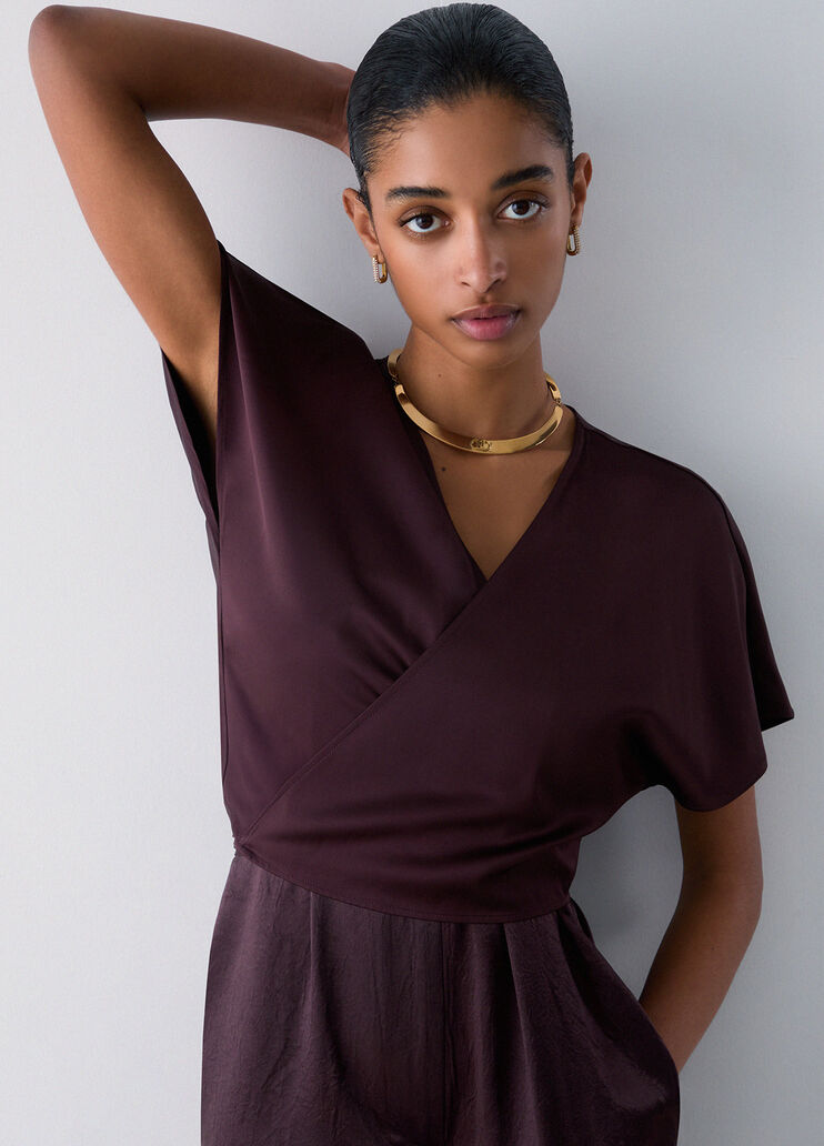 Top incrociato in raso marrone Liu Jo - medium