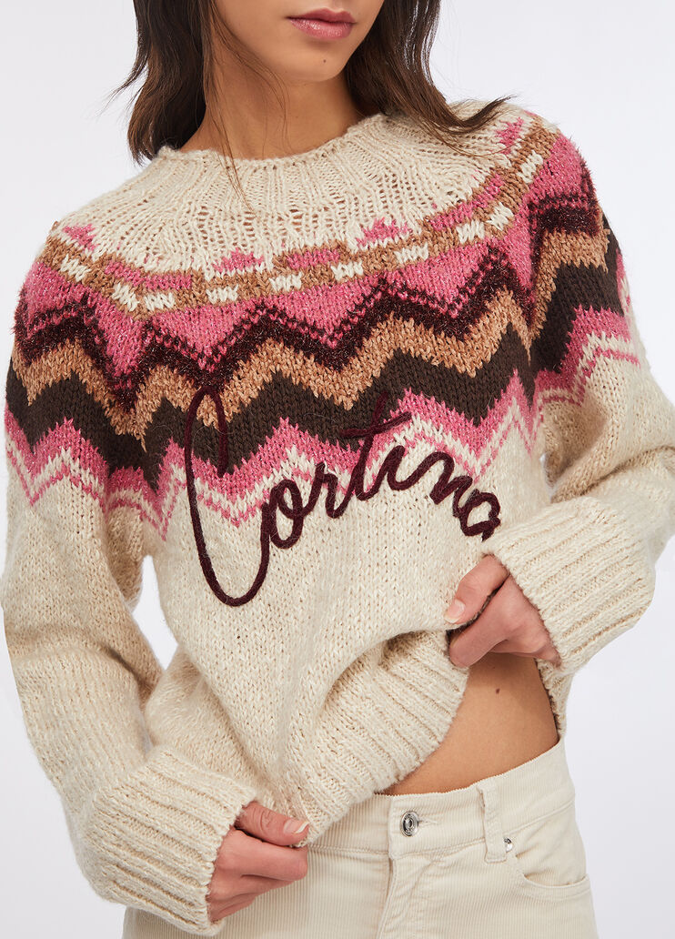 Maglia jacquard con ricamo beige Liu Jo - medium