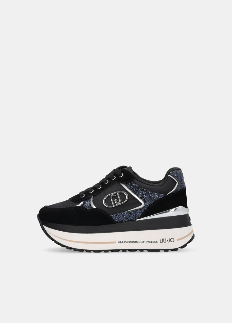 Glitter and nylon super-platform sneakers black Liu Jo - large image number 5