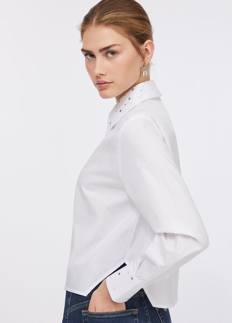 Poplin shirt with rhinestones white Liu Jo - large image number 2