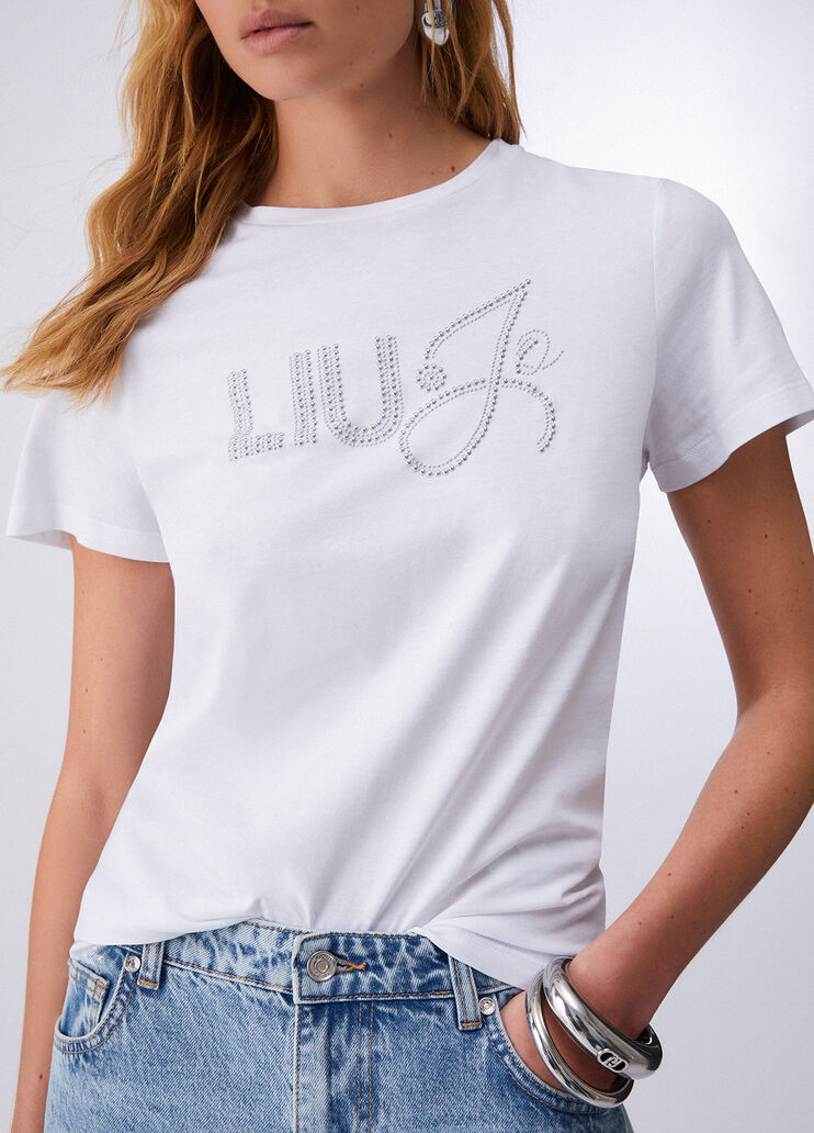 T-shirt with appliqu&eacute; details white Liu Jo - large image number 4