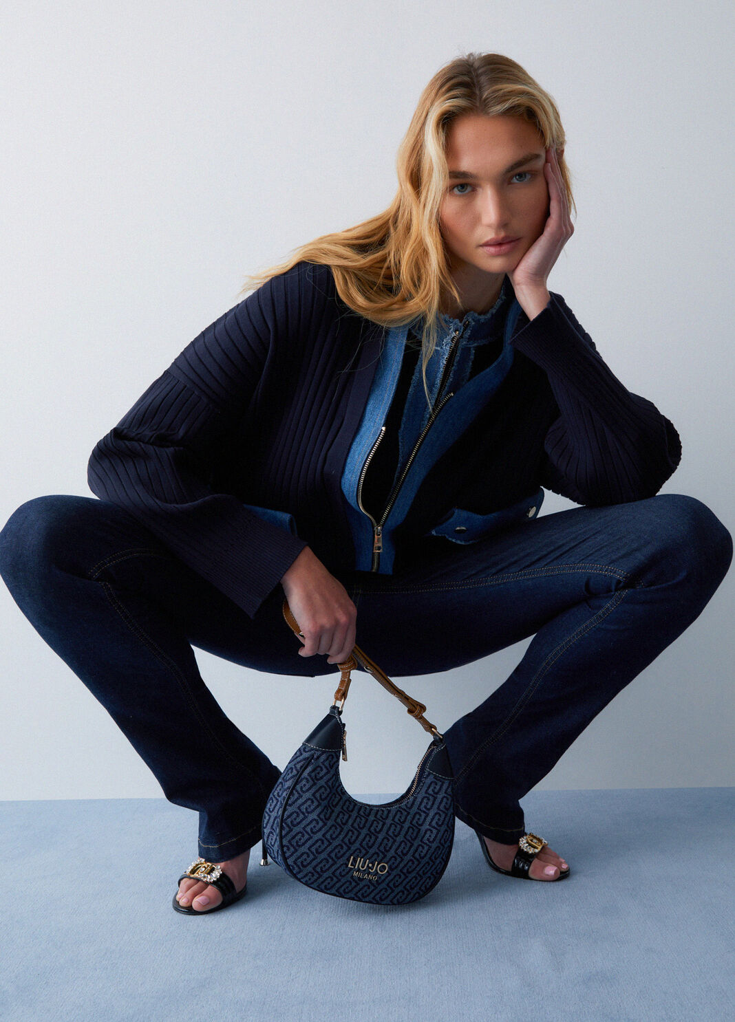 Кардиган в полоску темно-синий Liu Jo - large image number 3