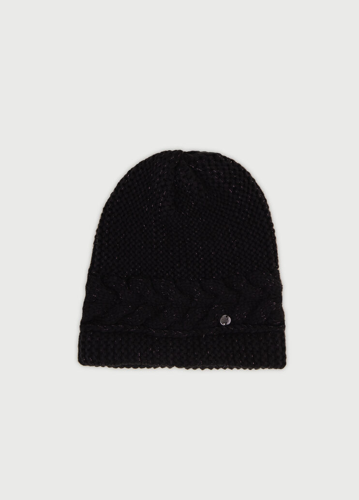 Beanie with lurex® cable stitch Black Liu Jo - large image number 0 Beanie with lurex® cable stitch Black Liu Jo - large image number 0