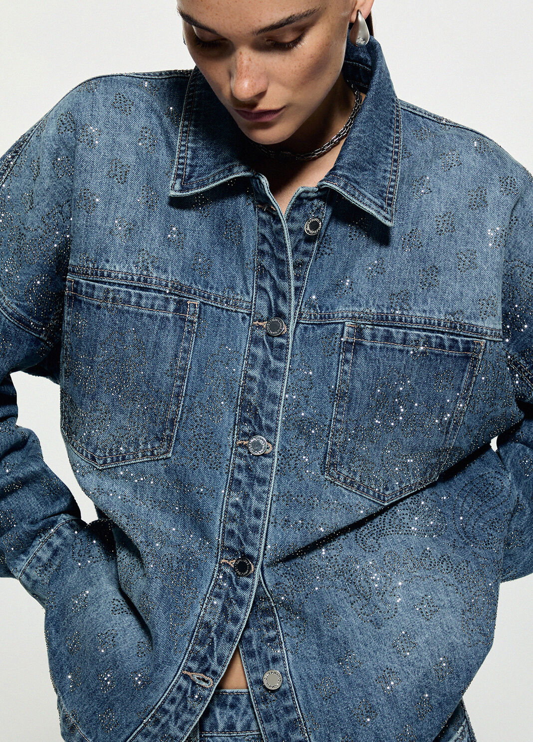Jacke Oversize aus Denim mit Strass dunkelblauer Denim Liu Jo - large image number 4