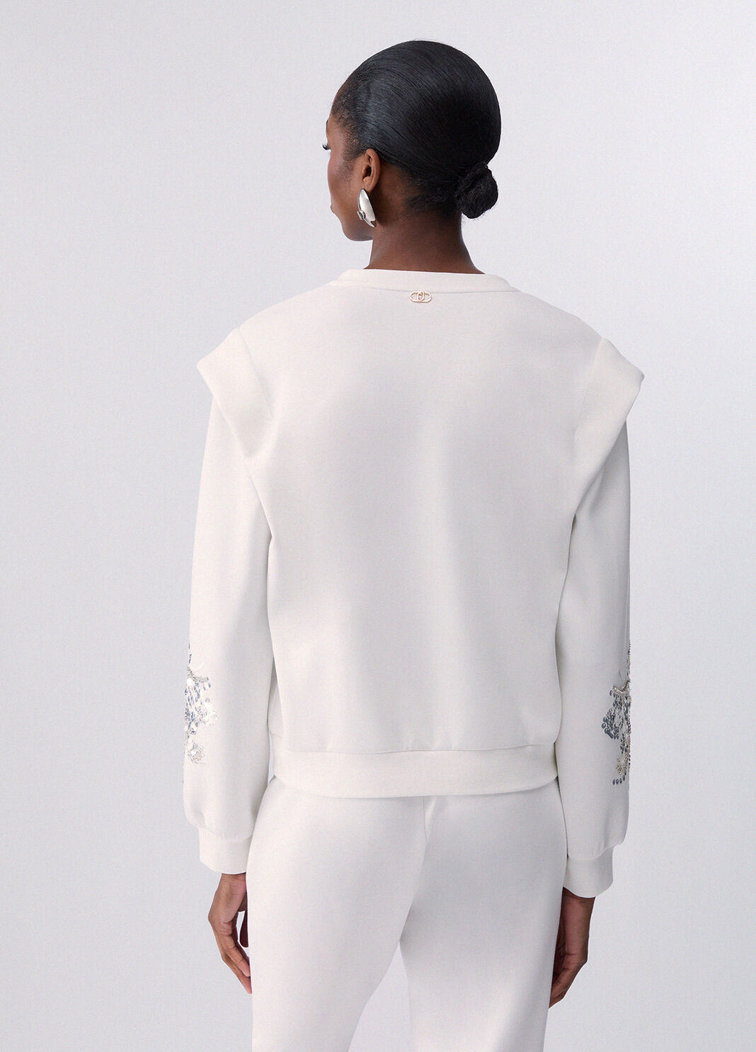 Sweatshirt with jewel embroidery white wool Liu Jo - large image number 1