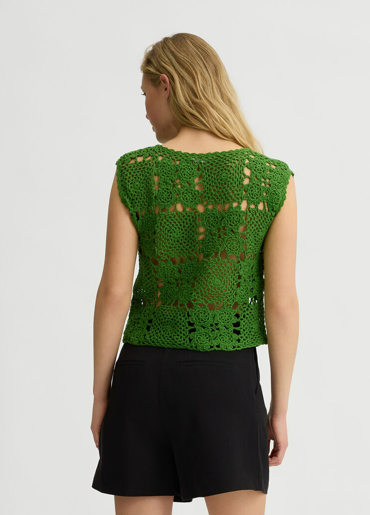 Cotton crochet top green Liu Jo - large image number 1 Cotton crochet top green Liu Jo - large image number 1