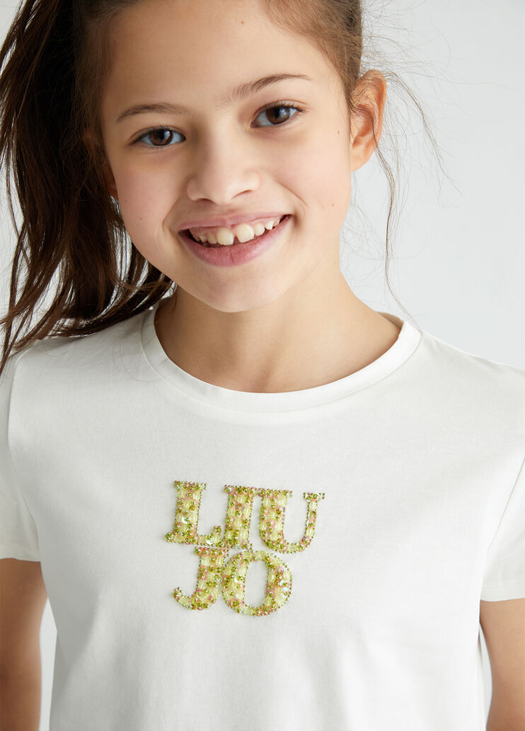 T-shirt with logo and gemstones white/yellow Liu Jo - medium T-shirt with logo and gemstones white/yellow Liu Jo - medium