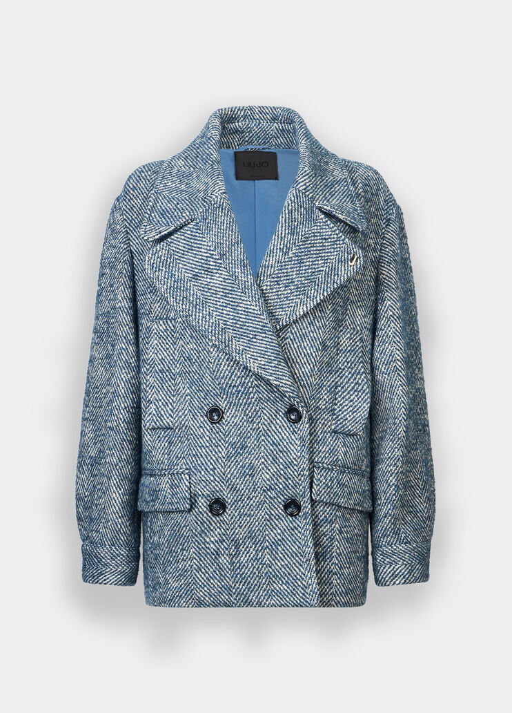 Caban en laine et alpaga bleu foncé Liu Jo - large image number 4