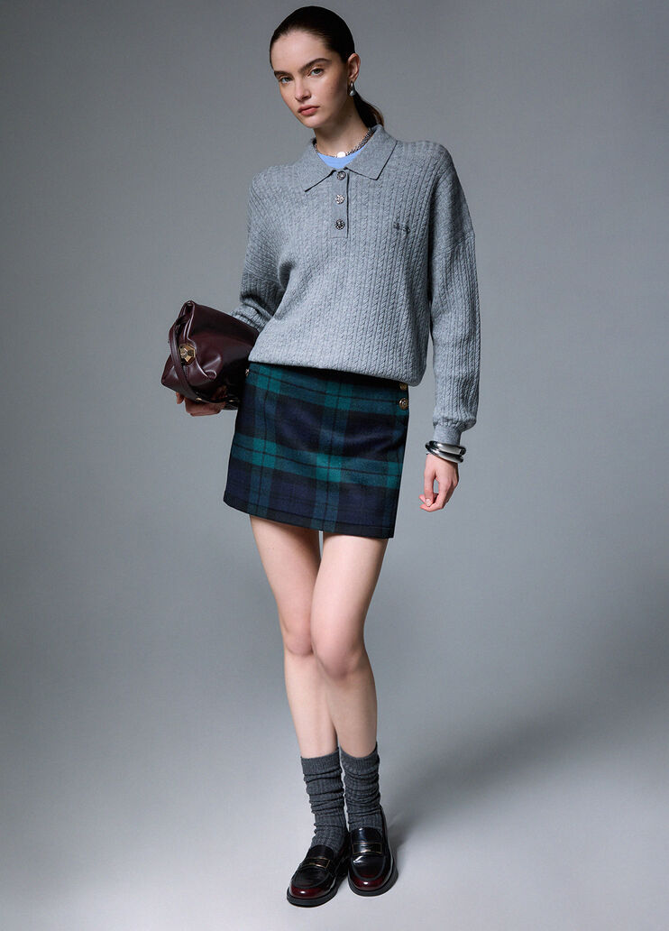 Polo shirt in knit with jewel buttons grey Liu Jo - medium