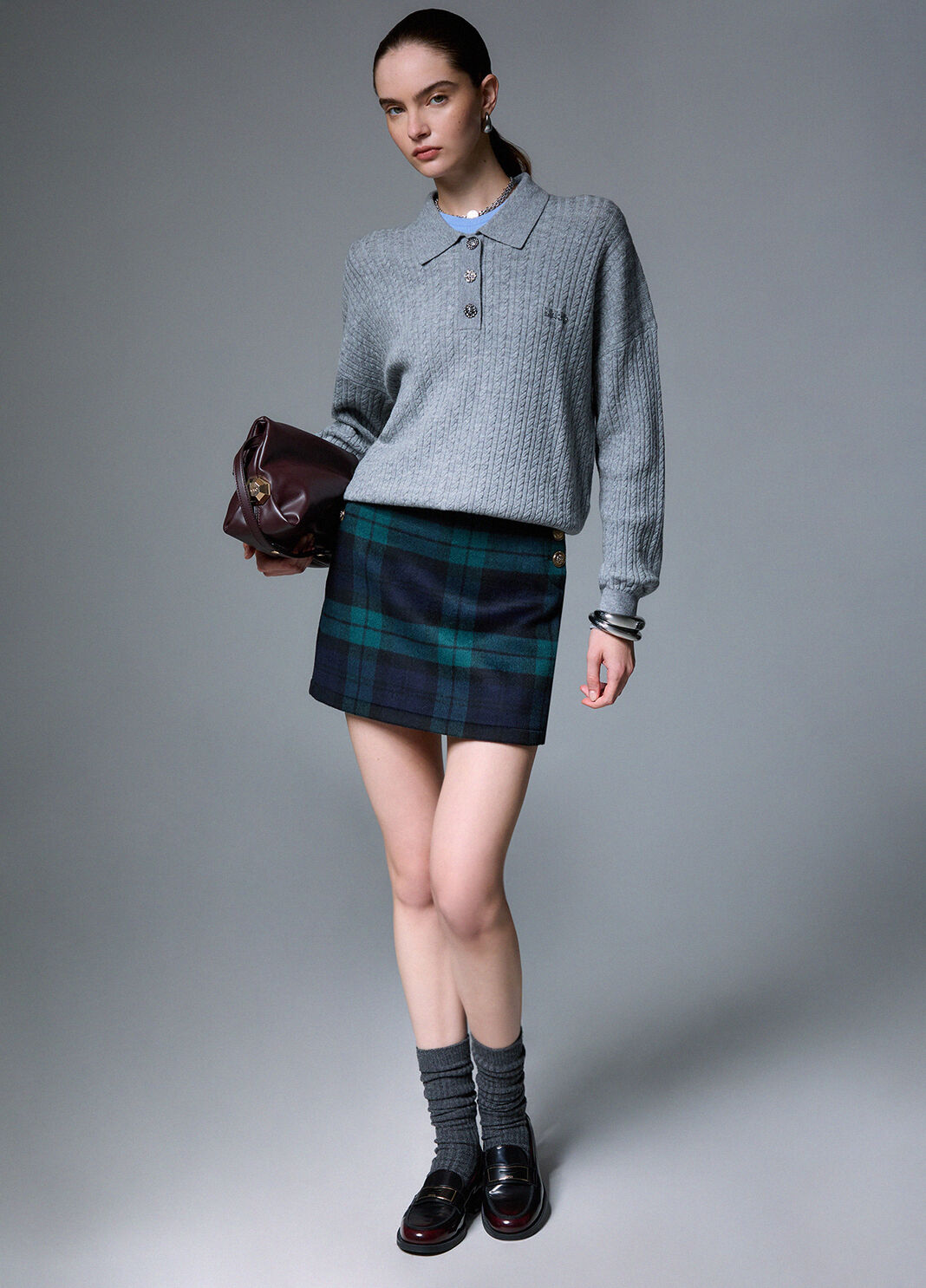 Knit Polo with Jewel Buttons grey Liu Jo - large image number 2