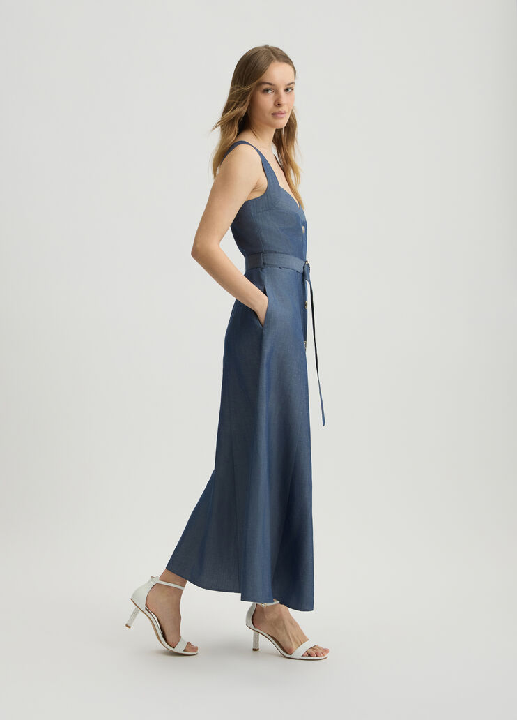 Linen dress with belt chambray blue Liu Jo - large image number 3 Linen dress with belt chambray blue Liu Jo - large image number 3