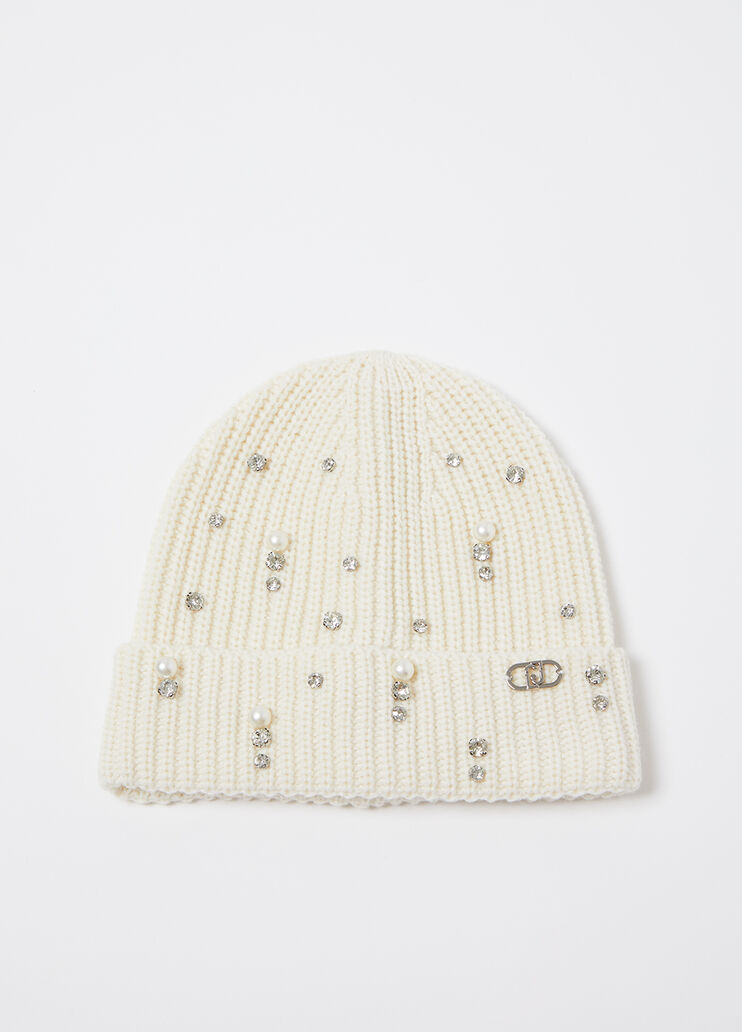 Beanie hat with rhinestones and pearls butter Liu Jo - medium Beanie hat with rhinestones and pearls butter Liu Jo - medium