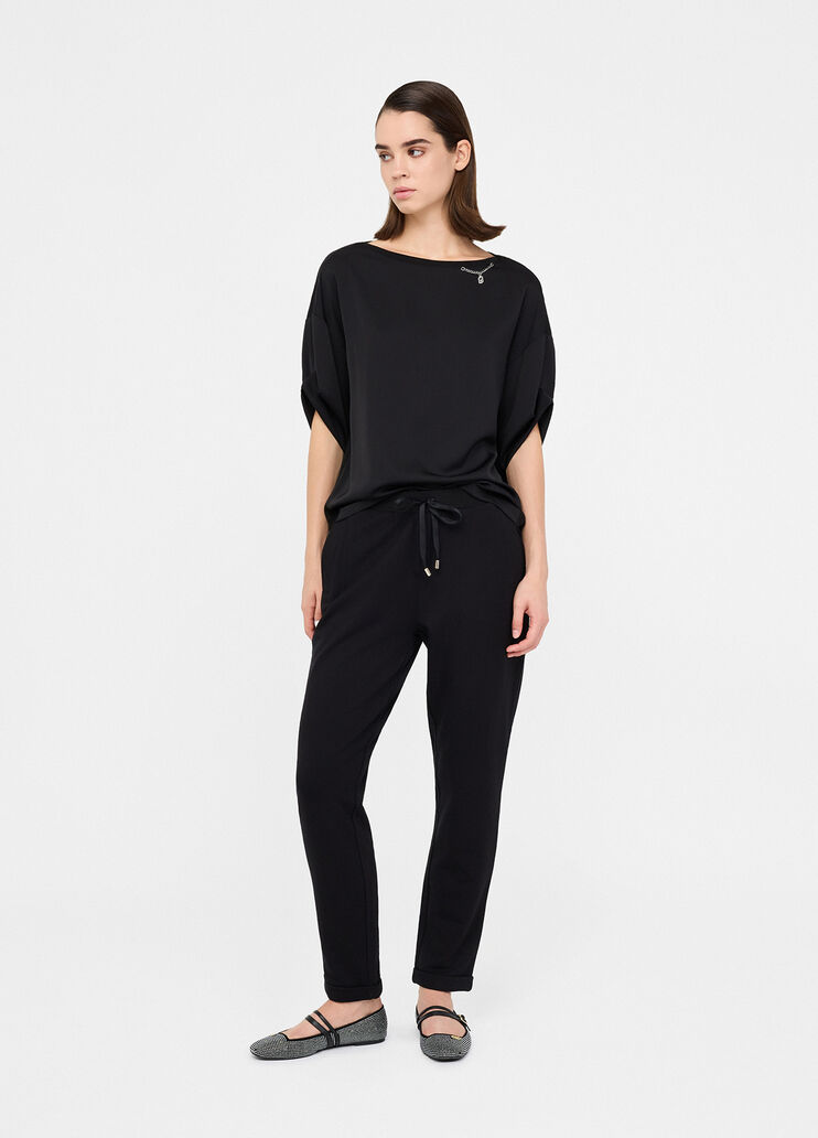 T-shirt with jewel chain black Liu Jo - large image number 3