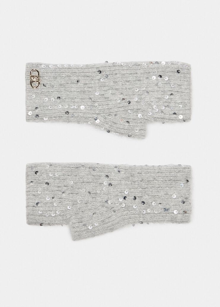Manicotti in angora con paillettes grigio ghiaccio Liu Jo - medium