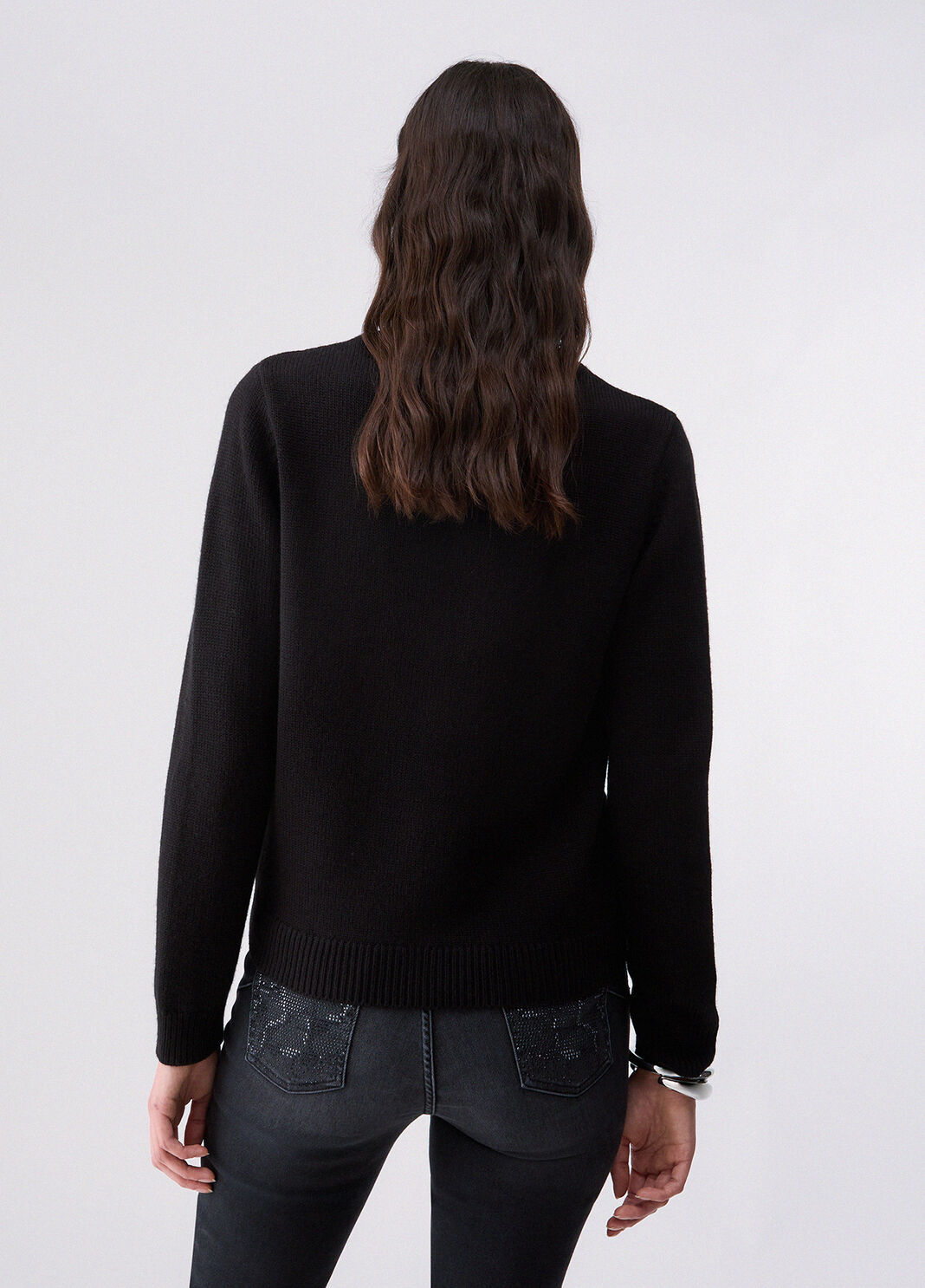 Sweater with Jewel Embroidery black Liu Jo - large image number 1