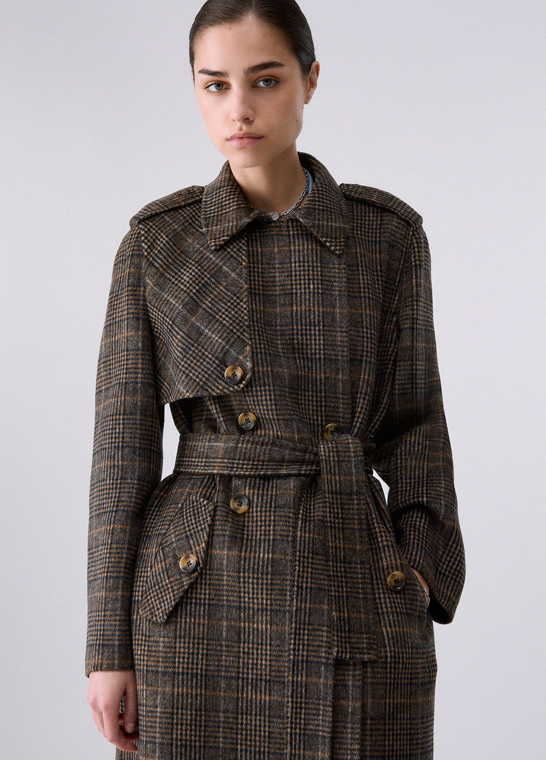 Long wool coat check Liu Jo - large image number 4