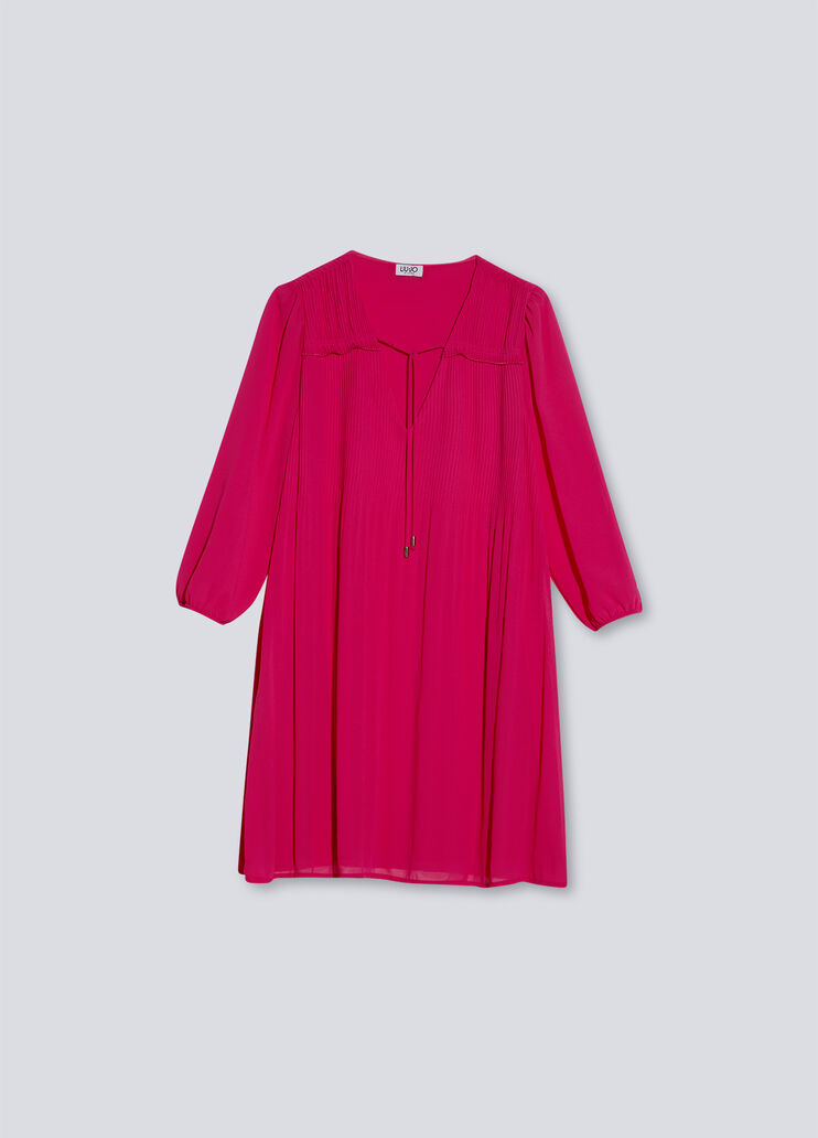 Eco-friendly pleated dress magenta Liu Jo - large image number 4 Eco-friendly pleated dress magenta Liu Jo - large image number 4