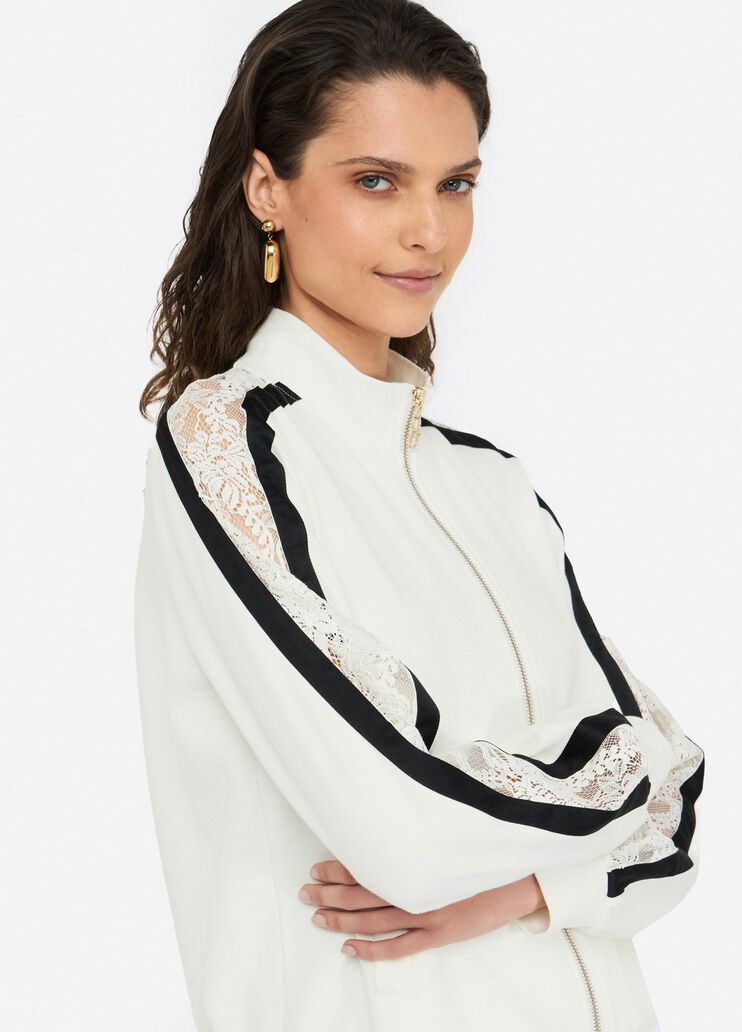 Sweatshirt aus Baumwolle mit Spitze Weiß Liu Jo - medium