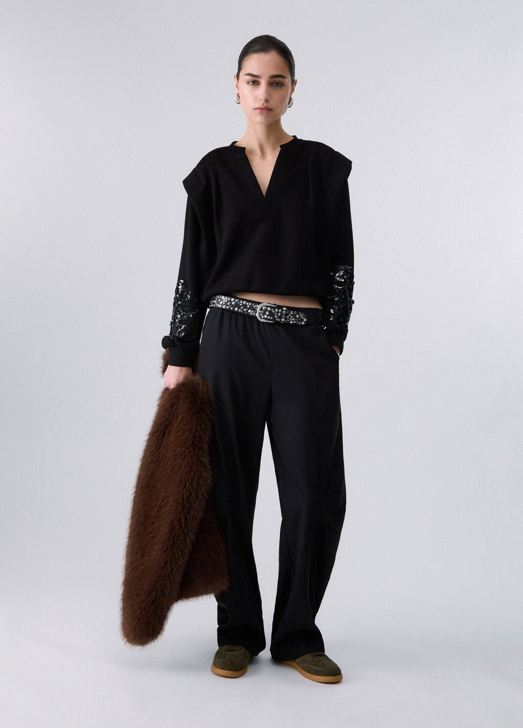 Sweatshirt with jewel embroidery black Liu Jo - large image number 5
