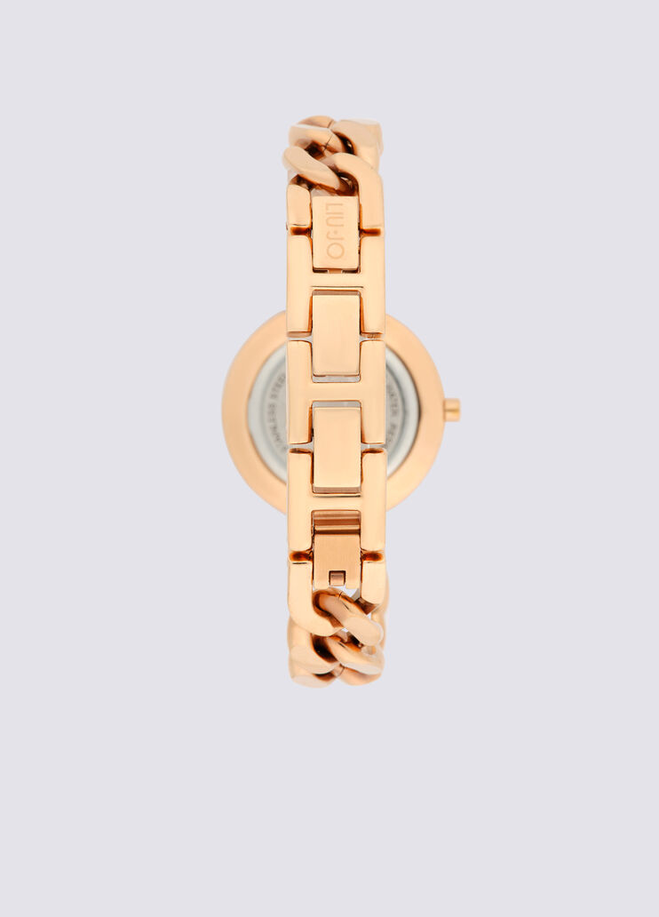 Steel watch with bejewelled chain pink Liu Jo - large image number 1 Steel watch with bejewelled chain pink Liu Jo - large image number 1
