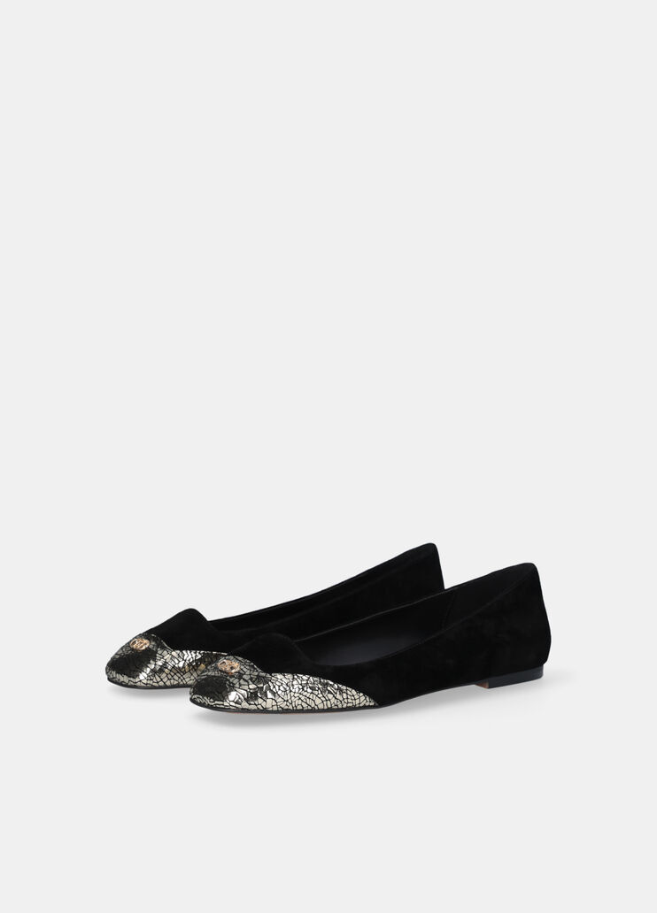 Suede ballet flats with crackle detailing black Liu Jo - large image number 1 Suede ballet flats with crackle detailing black Liu Jo - large image number 1
