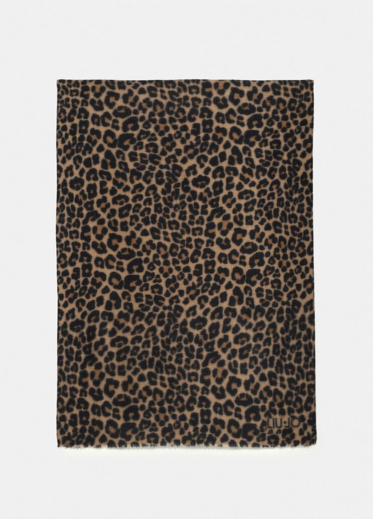Animal-print stole with brooch animal print Liu Jo - large image number 3