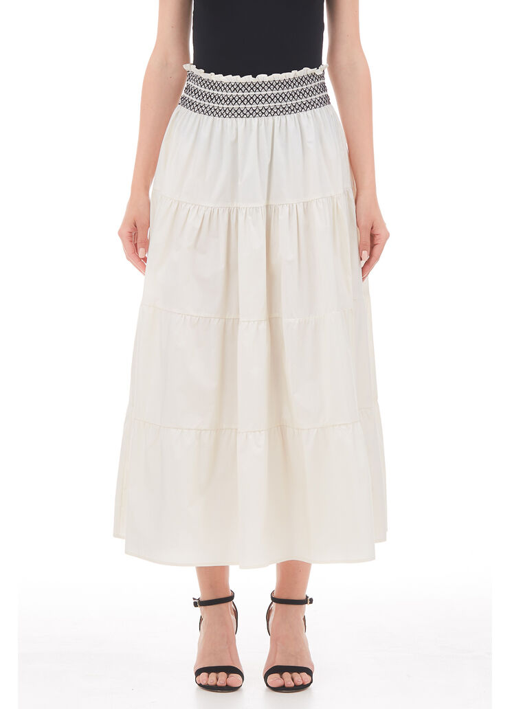 Long poplin skirt ivory/black Liu Jo - large image number 0 Long poplin skirt ivory/black Liu Jo - large image number 0