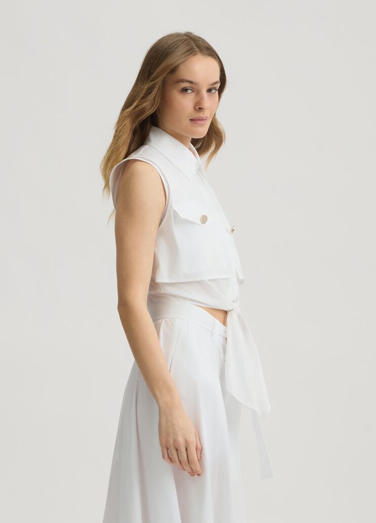 Cropped white shirt with knot white Liu Jo - large image number 3 Cropped white shirt with knot white Liu Jo - large image number 3