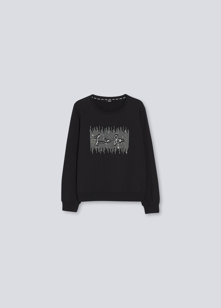 Sweatshirt with logo black/gemstones Liu Jo - large image number 4 Sweatshirt with logo black/gemstones Liu Jo - large image number 4