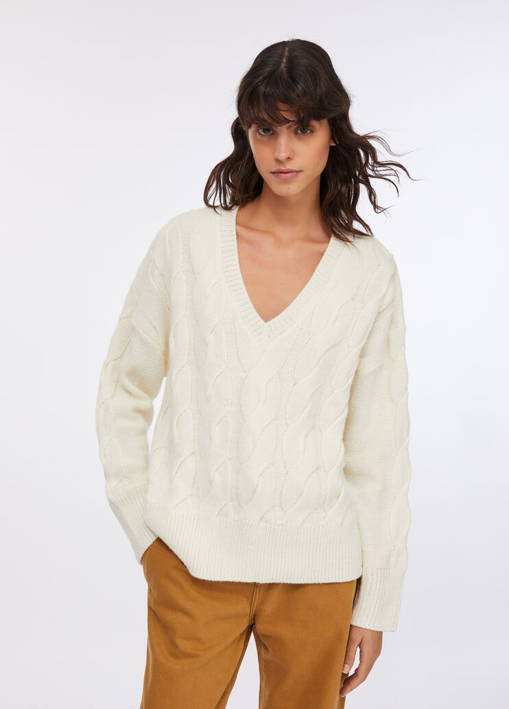Cable knit wool sweater white Liu Jo - large image number 0