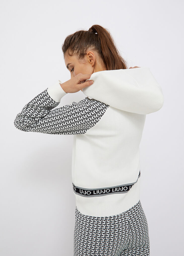 Hooded, eco-friendly sweatshirt white/black Liu Jo - large image number 1