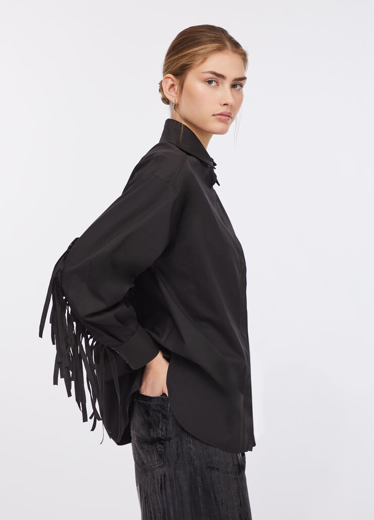 Рубашка из поплина с бахромой Черный Liu Jo - medium