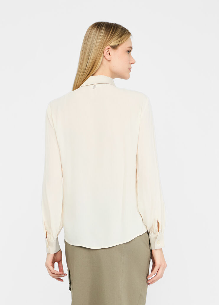Hemdbluse aus Crêpe de Chine Hellbeige Liu Jo - large image number 1 Hemdbluse aus Crêpe de Chine Hellbeige Liu Jo - large image number 1