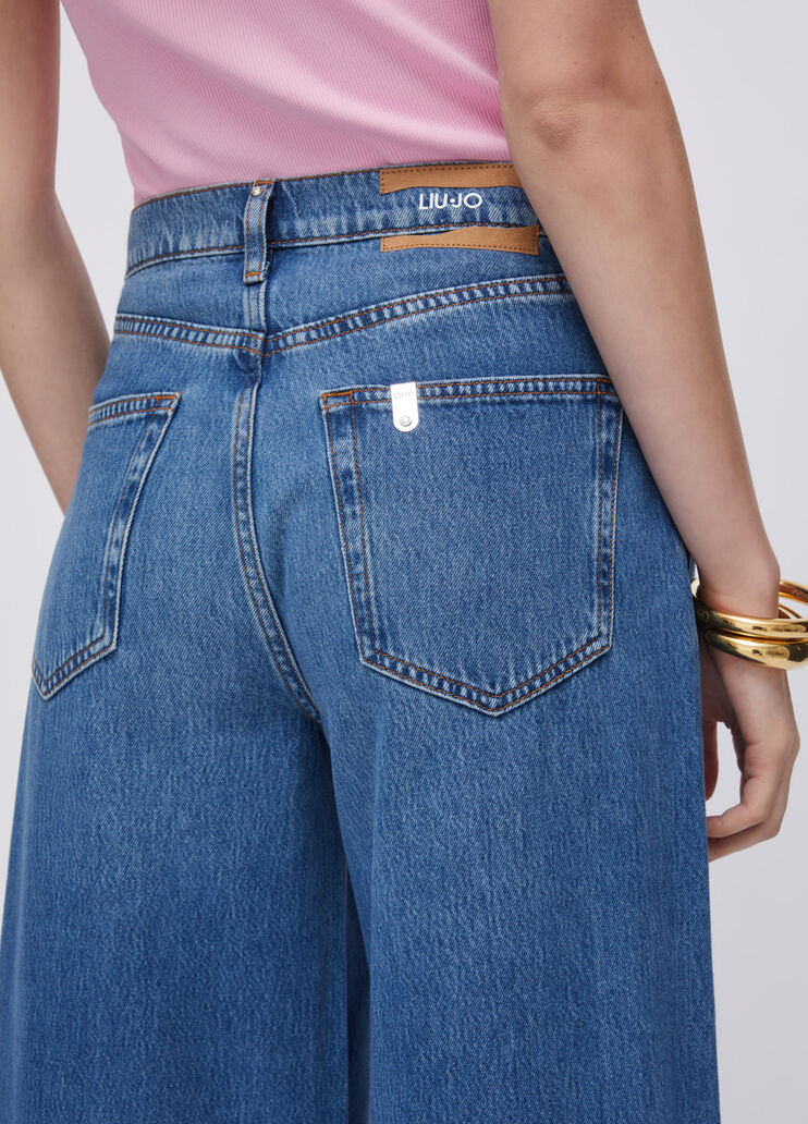 High-waisted super-flared jeans dark blue denim Liu Jo - large image number 4