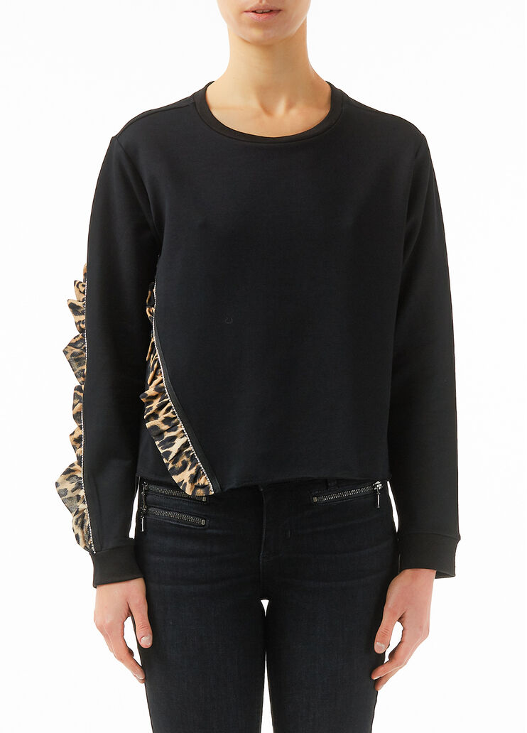 Sweatshirt with ruching and gemstones Black Liu Jo - large image number 0