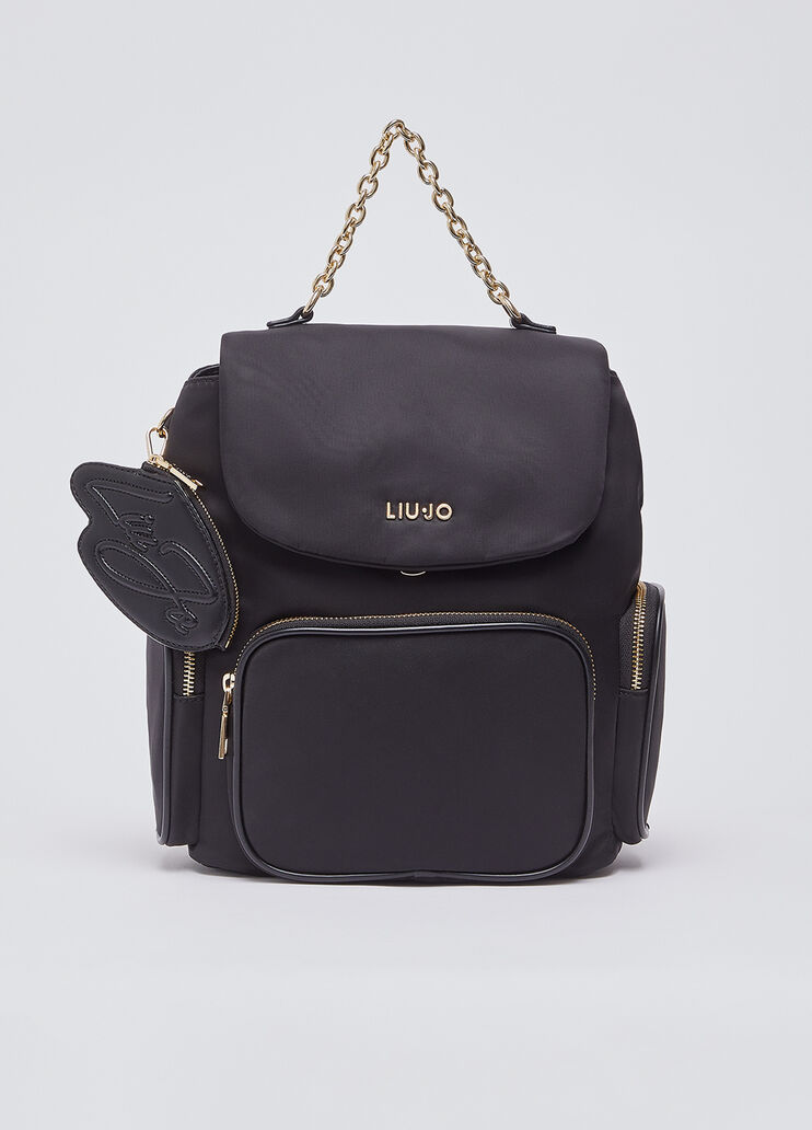 Rucksack aus Nylon mit M&uuml;nzfach schwarz Liu Jo - medium