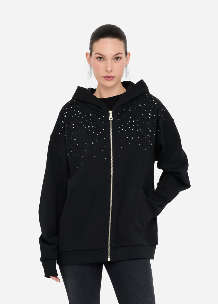 Cotton sweatshirt with rhinestones black Liu Jo - medium Cotton sweatshirt with rhinestones black Liu Jo - medium