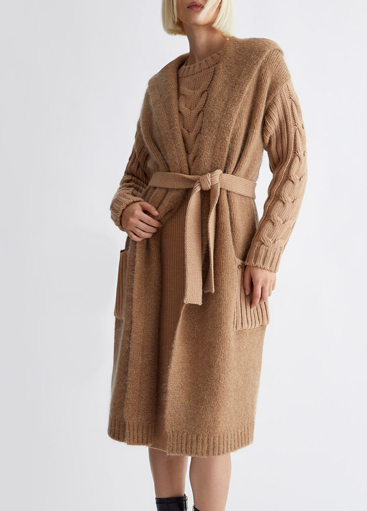 Langer Strickmantel Farbe Kamel | Liu Jo