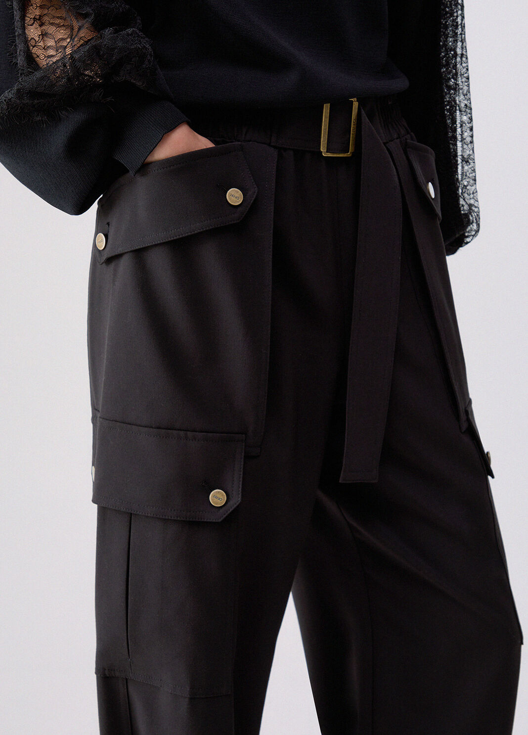 Cargo trousers in flannel black Liu Jo - large image number 4