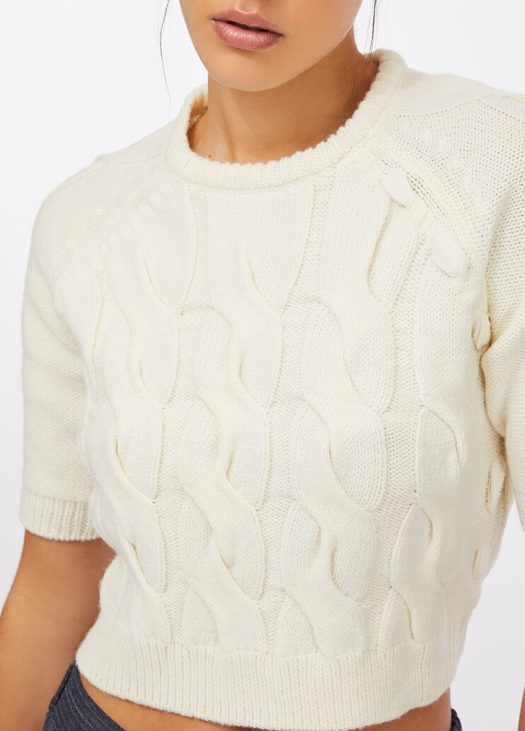Cable knit wool sweater white Liu Jo - large image number 2