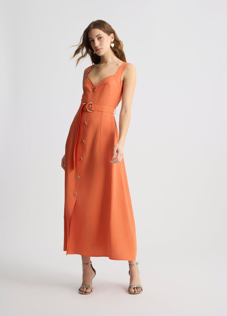 Linen dress with belt terracotta Liu Jo - medium Linen dress with belt terracotta Liu Jo - medium