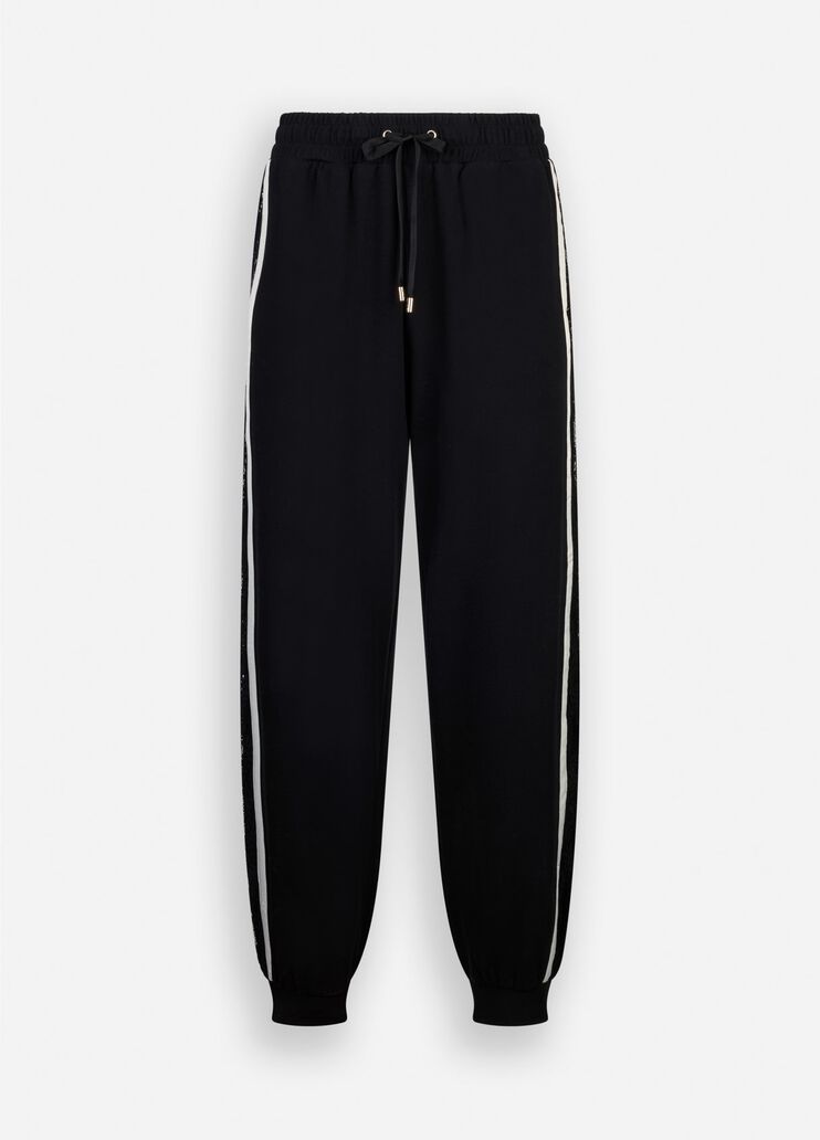 Plush jogging trousers with lace black Liu Jo - large image number 6 Plush jogging trousers with lace black Liu Jo - large image number 6