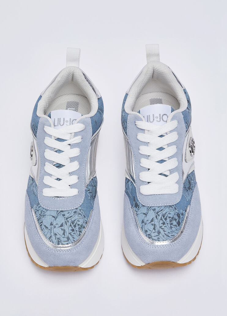 Sneakers &agrave; plateforme en denim imprim&eacute; bleu clair Liu Jo - medium