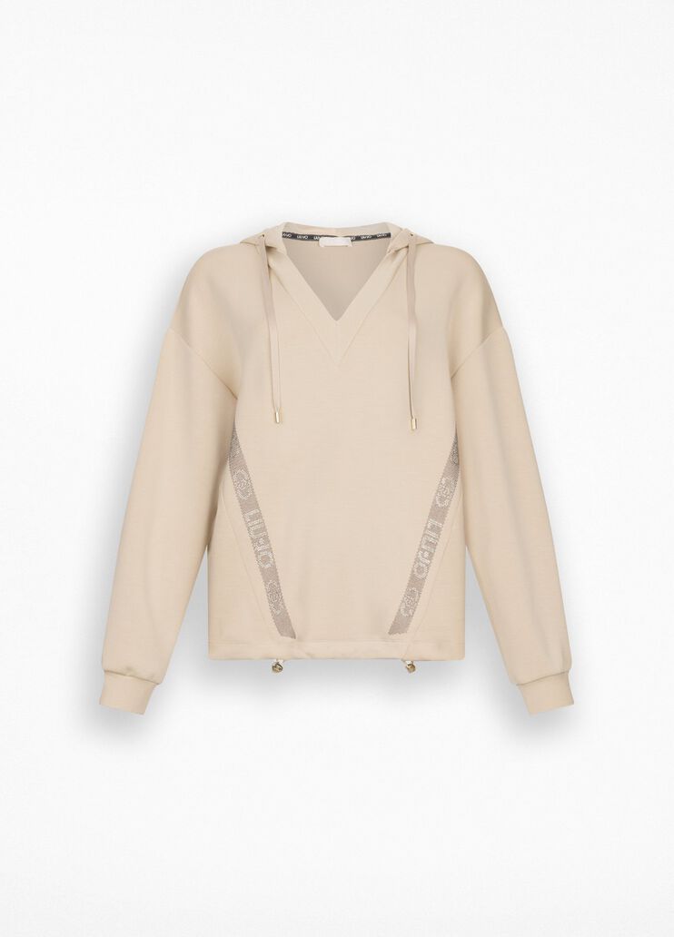 Scuba hoodie beige Liu Jo - large image number 6 Scuba hoodie beige Liu Jo - large image number 6